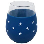 Wholesale - 18oz STARS STEMLESS GLASS WITH BLUE SILICONE SLEEVE, UPC: 840104950326